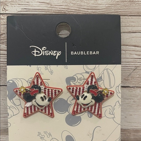 Disney Other - Disney Minnie‎ Mouse Red, White, Black Star Earrings NEW